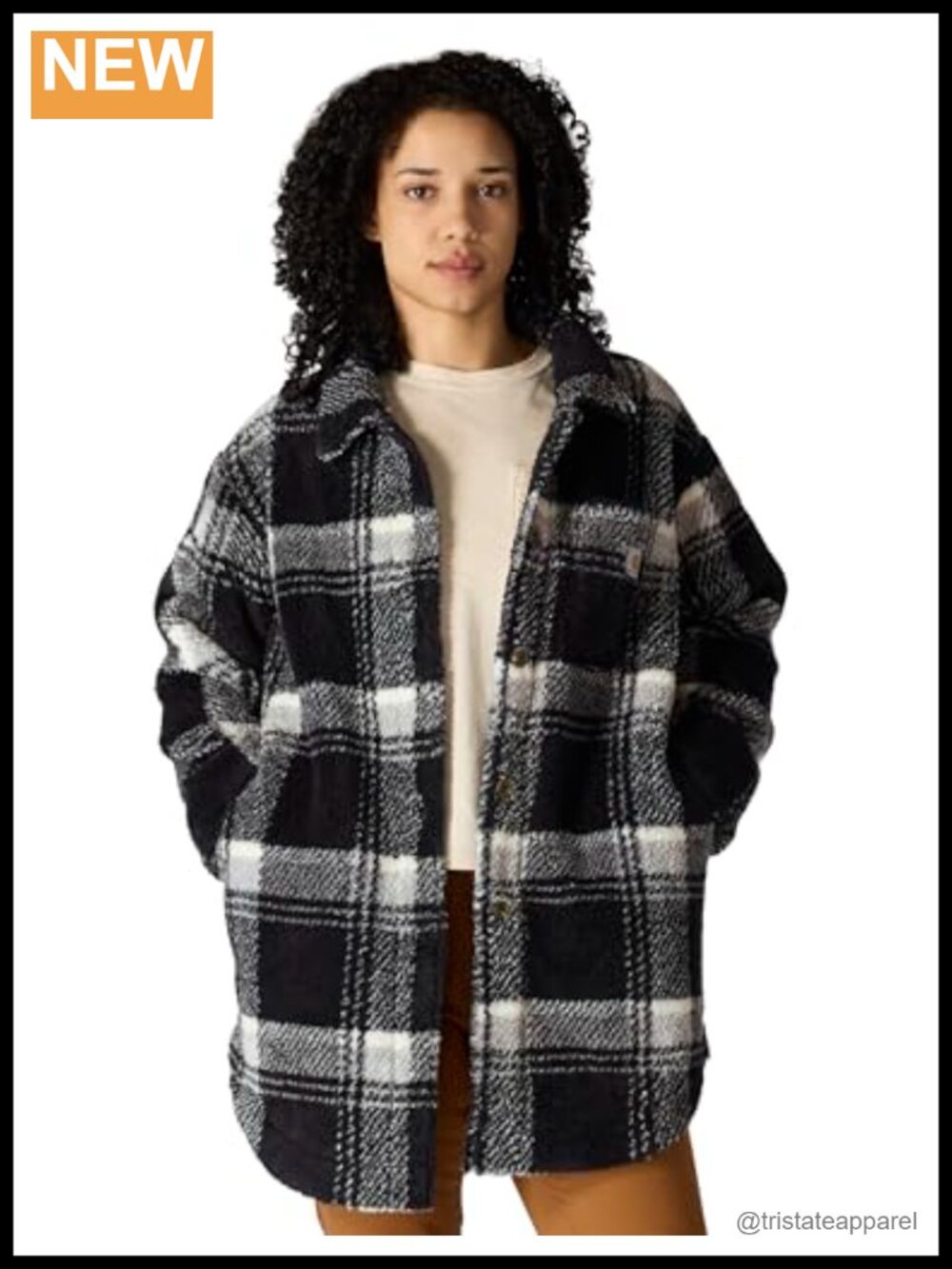 Carhartt Loose Fit Fleece Coat Button Down Plaid Anorak Fall